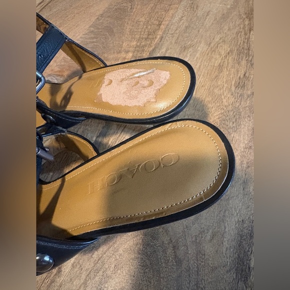 Coach Womens Studded Sandals Open Toe Kitten Heel Ankle Strap Black Size 11B - Picture 4 of 9